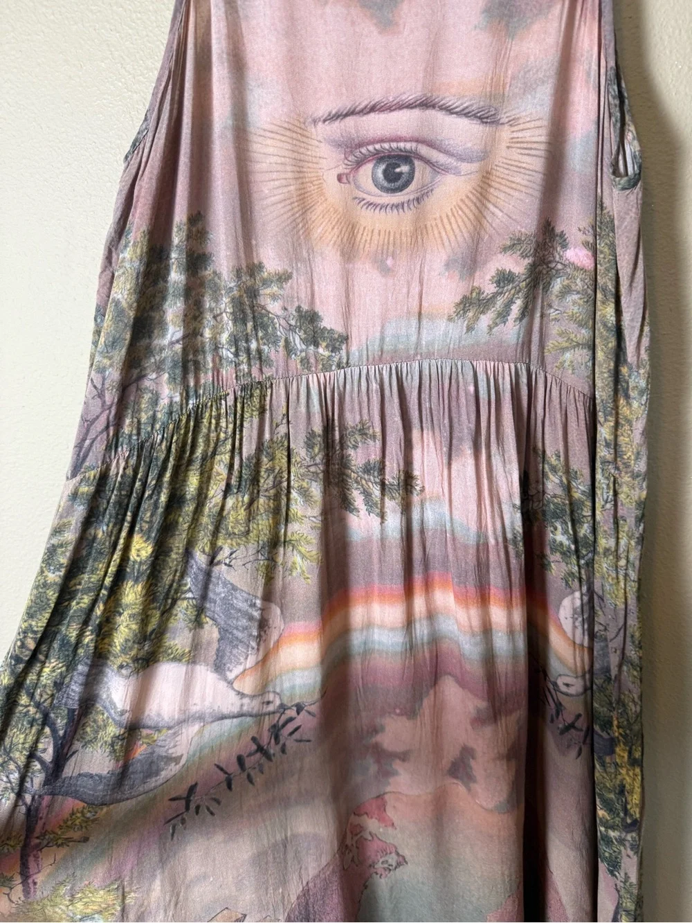 Market of Stars Friendship Love & Truth Vintage Wash Bohéme Long Slip Dress S/M - Picture 5 of 7